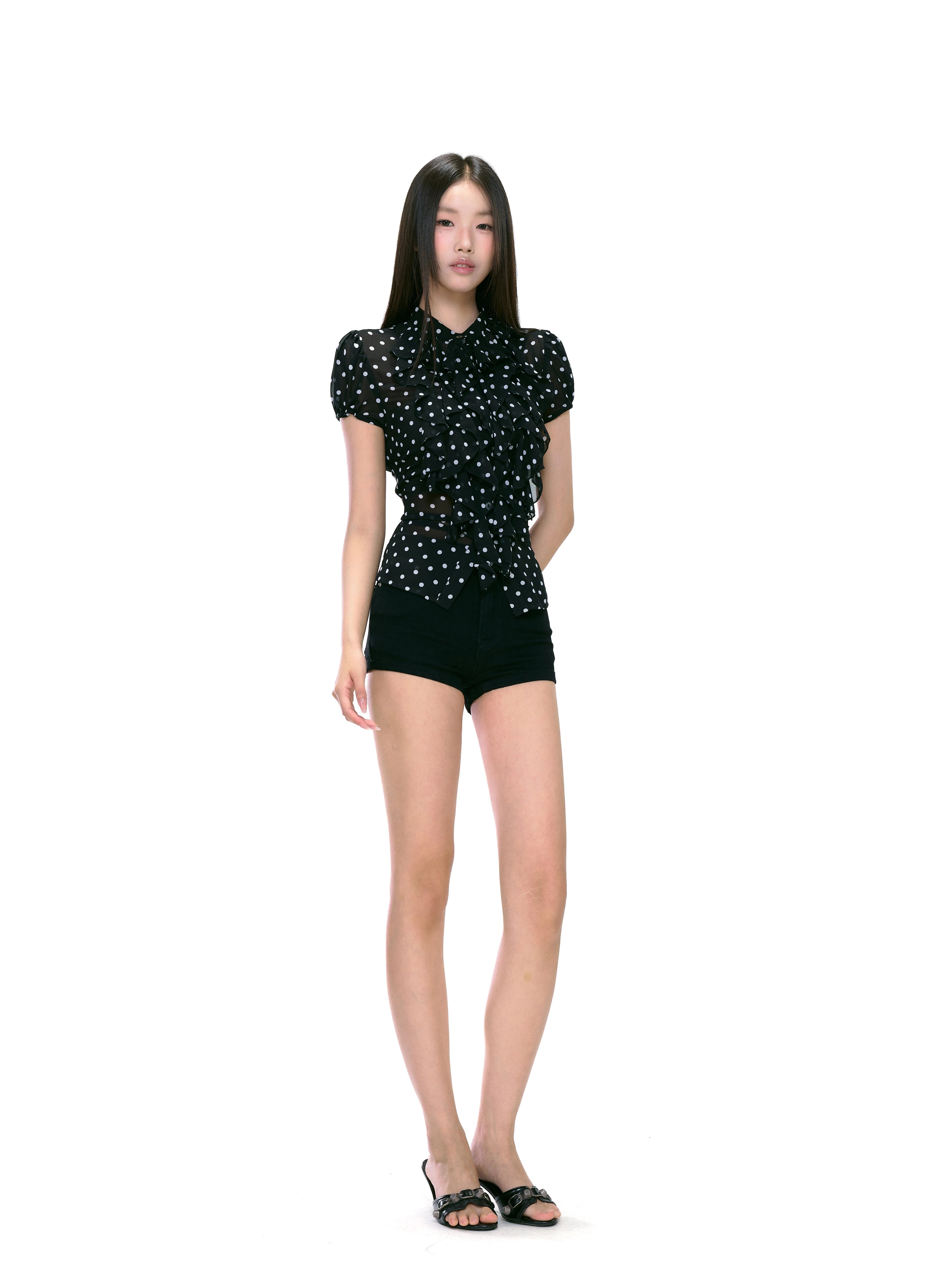 WITHMIN Waist Polka Dot Design Shirt