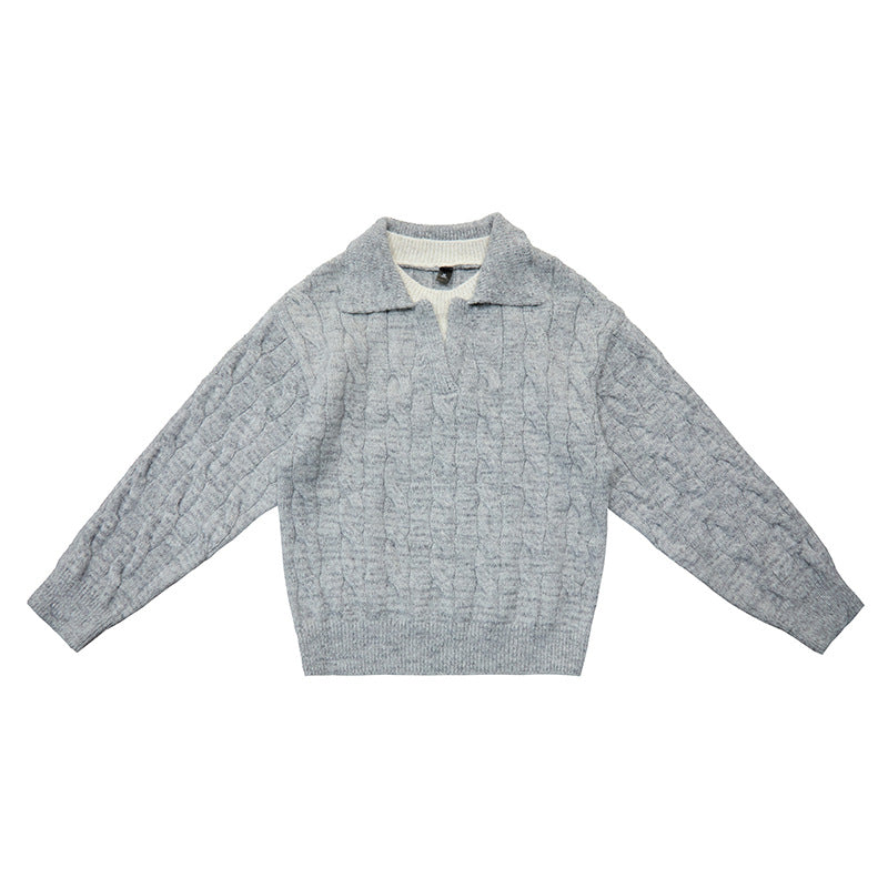 UNF Cashmere Comfortable Soft Waxy Fake Two-piece Knitted Sweater