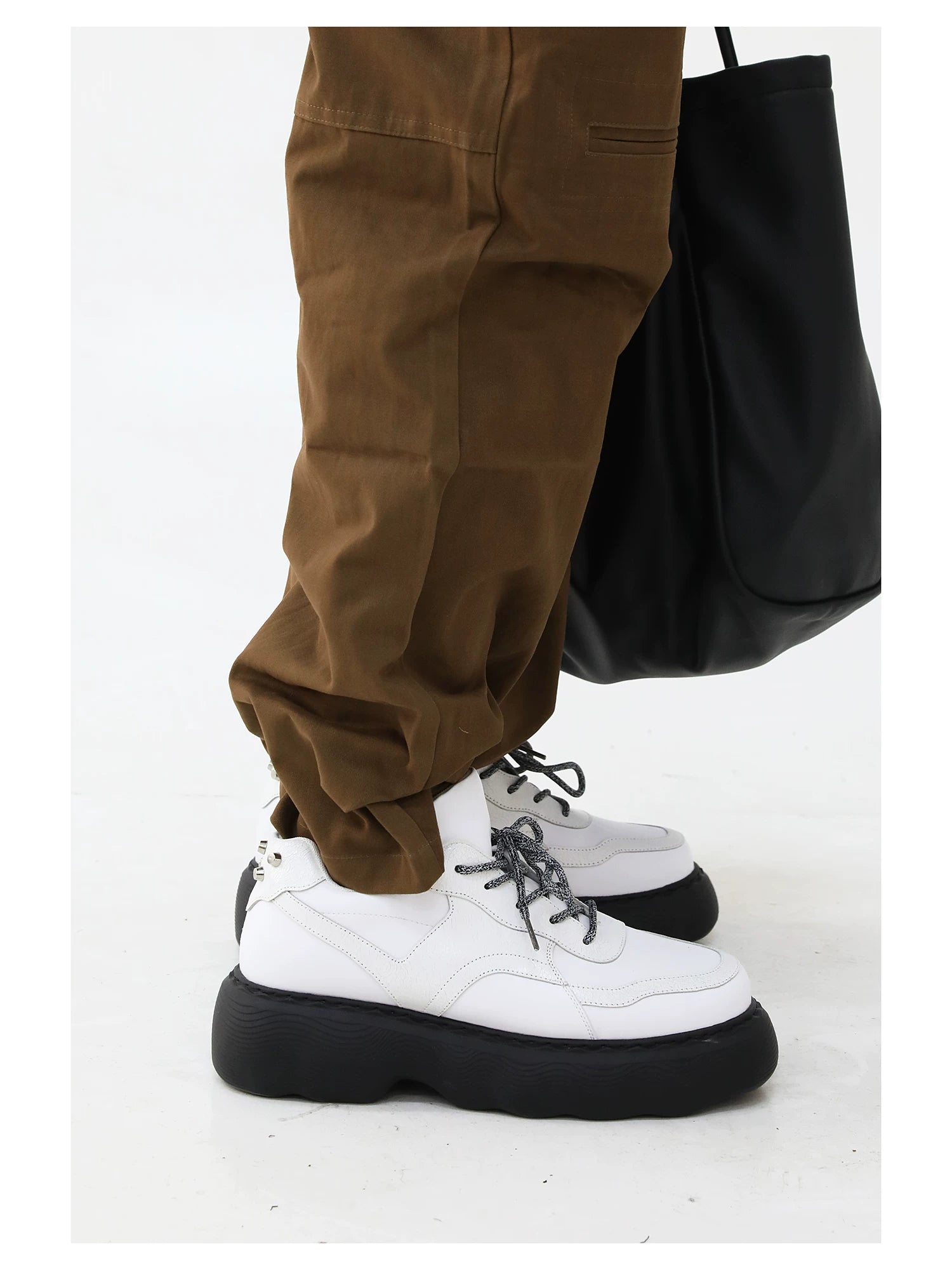 HANQIAORIJI Leather Lace-Up Chunky Dad Shoe
