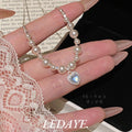 LIDAYE Aquamarine Heart Pearl Drop Necklace