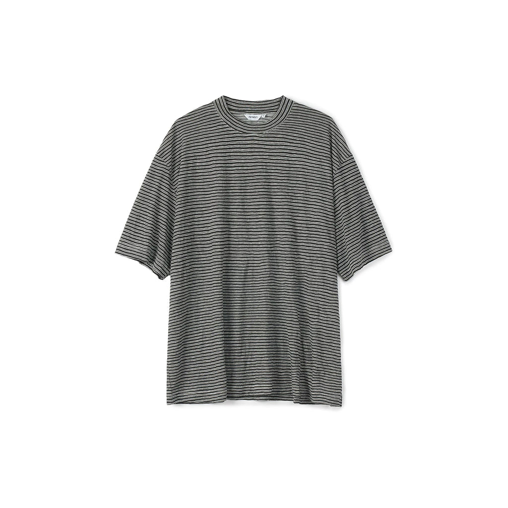 PARTIMENTO Fine Stripe Linen Breathable Oversized Tee