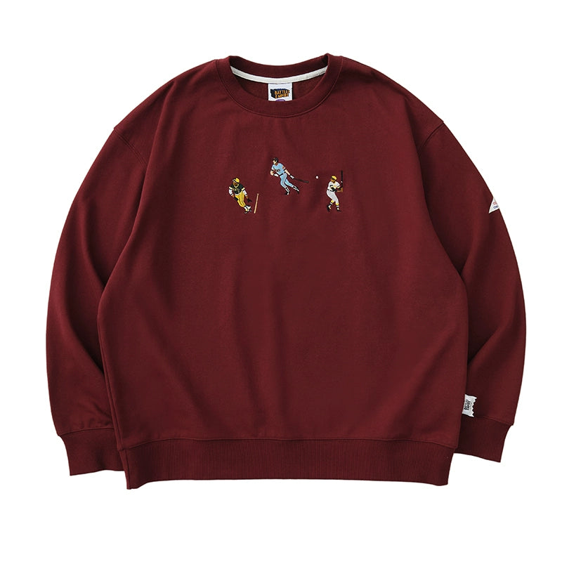 Battles Baseball Embroidered Crew Neck Sweater