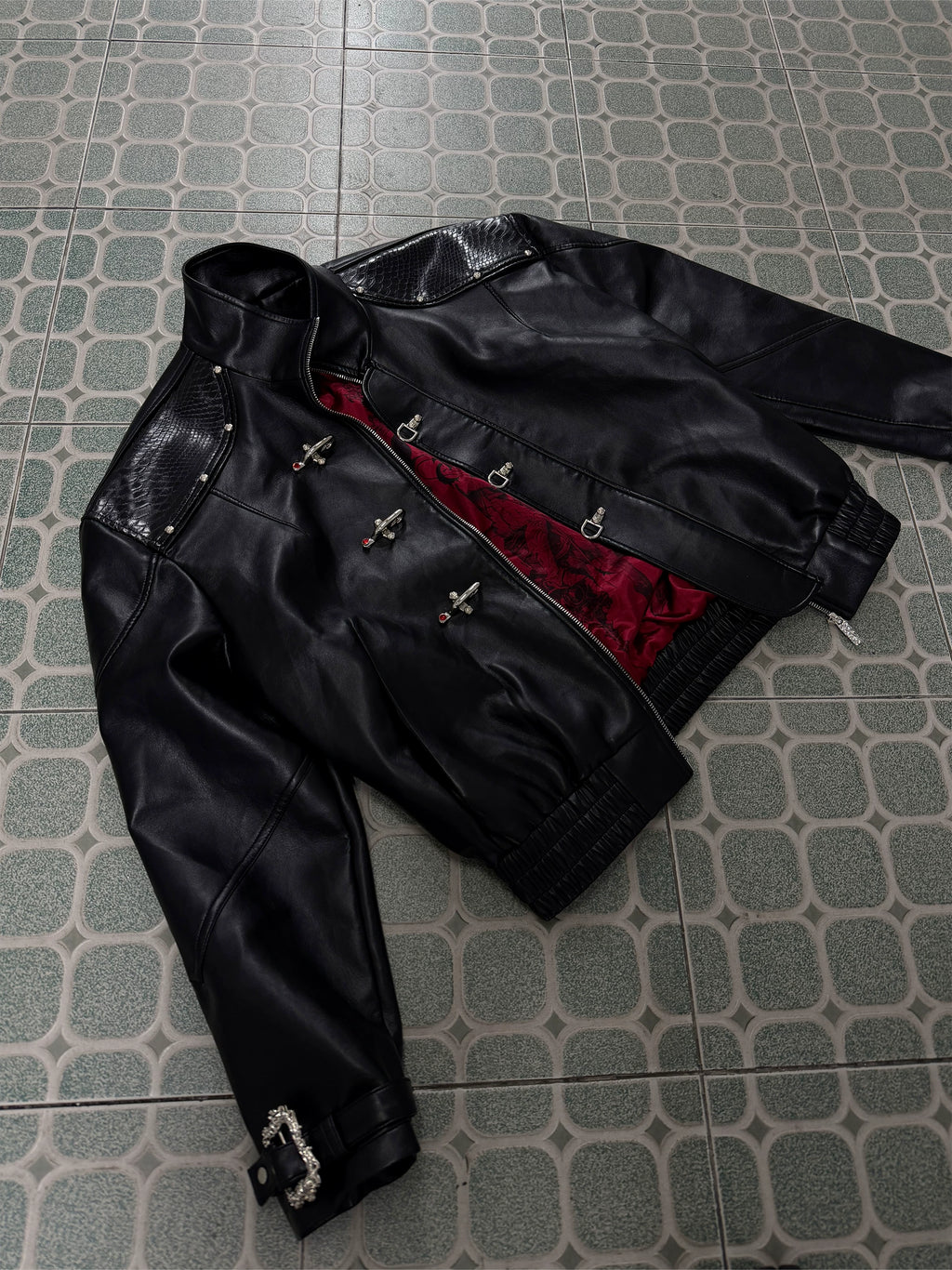 ArguE CulturE Cult Evil Aviator Snap Collar Leather Jacket