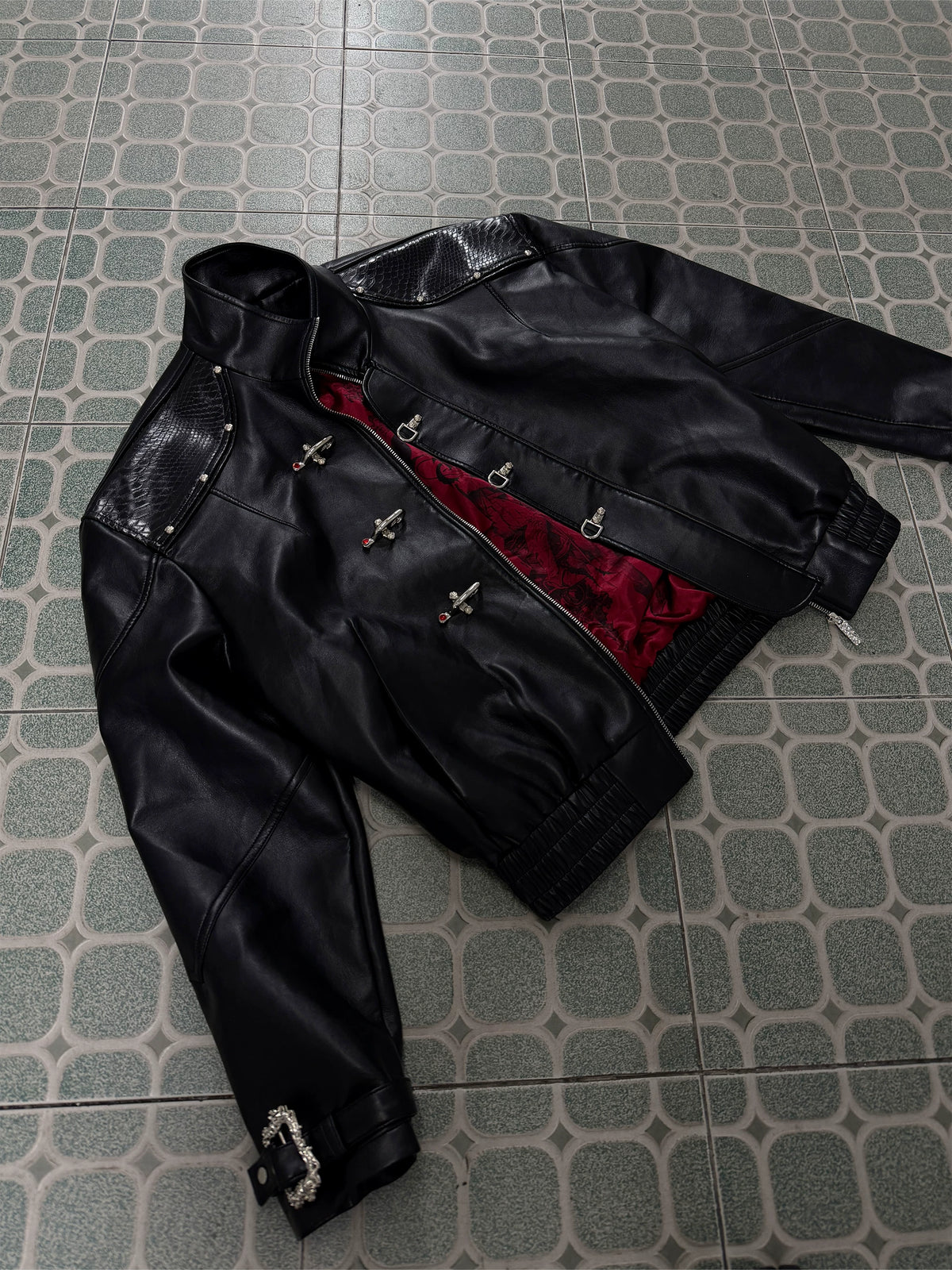 ArguE CulturE Cult Evil Aviator Snap Collar Leather Jacket