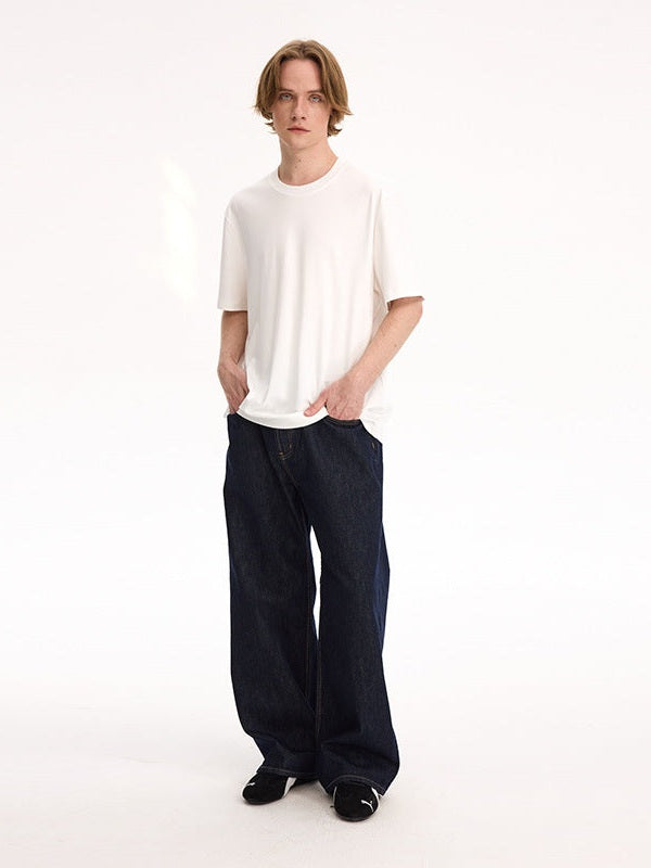 UNF 130z Dark Blue Raw Cow RAW Denim Loose Straight Jeans
