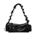 JELLY TOYBOY Black Faux Leather Zip-Top Shoulder Bag