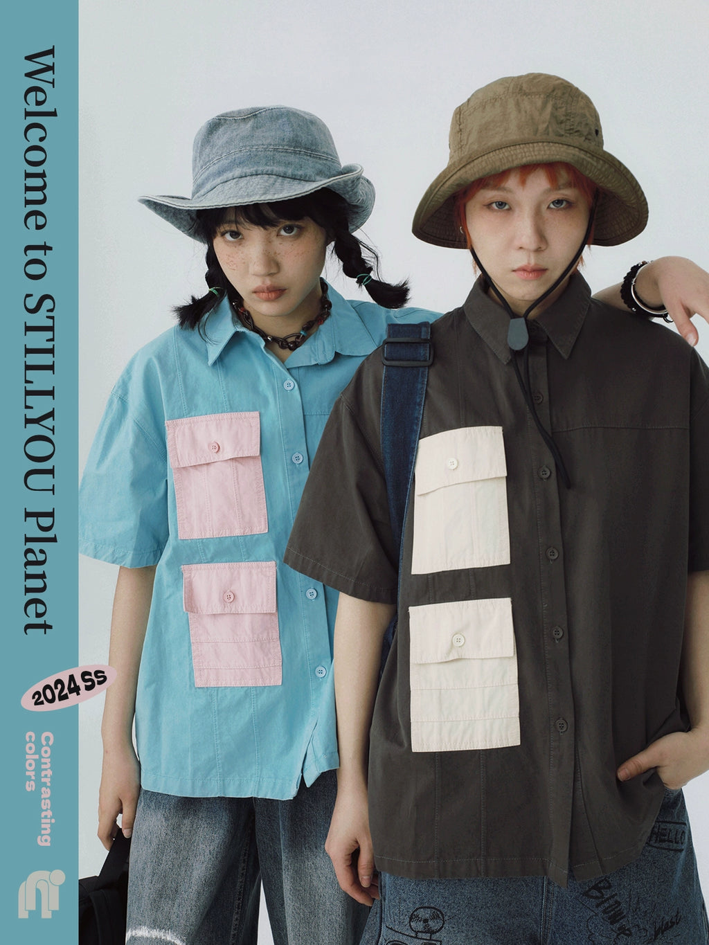 STILLYOU Tooling Contrasting Pocket Short-sleeved Shirt