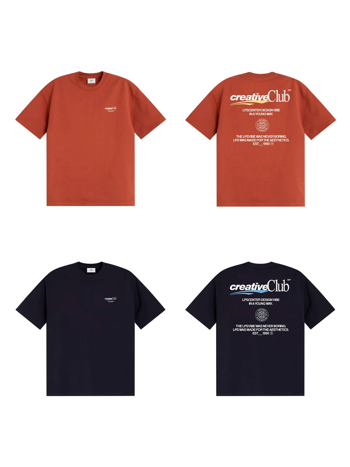 Loopsoon Contrast Print 100% Cotton Relaxed Crew Neck Tee