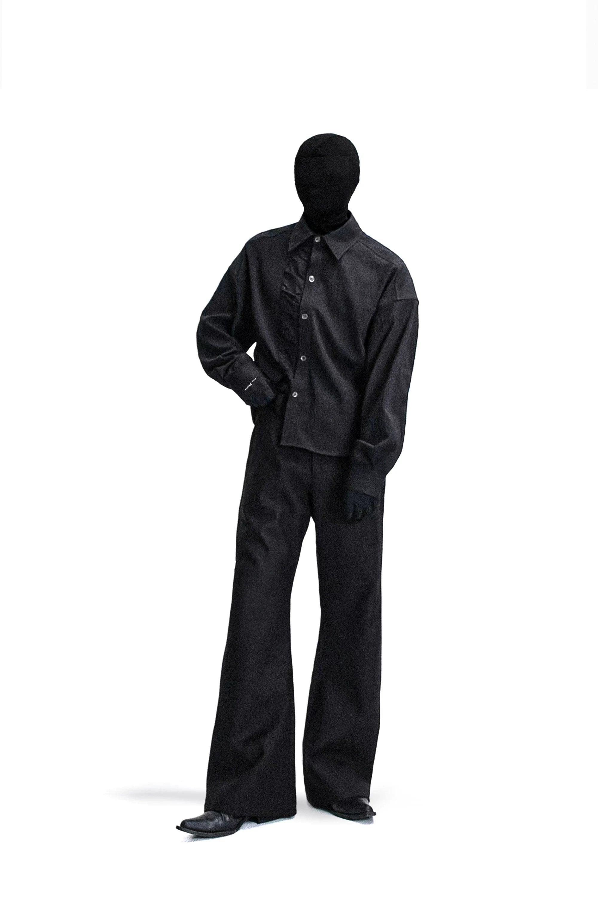 SOUTHFISH Pleated Texture Loose-fitting Long-sleeved Shirt