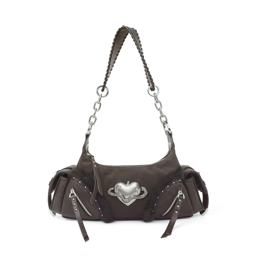 VFVF Blue Leopard Print Faux Leather Zip-Top Underarm Bag