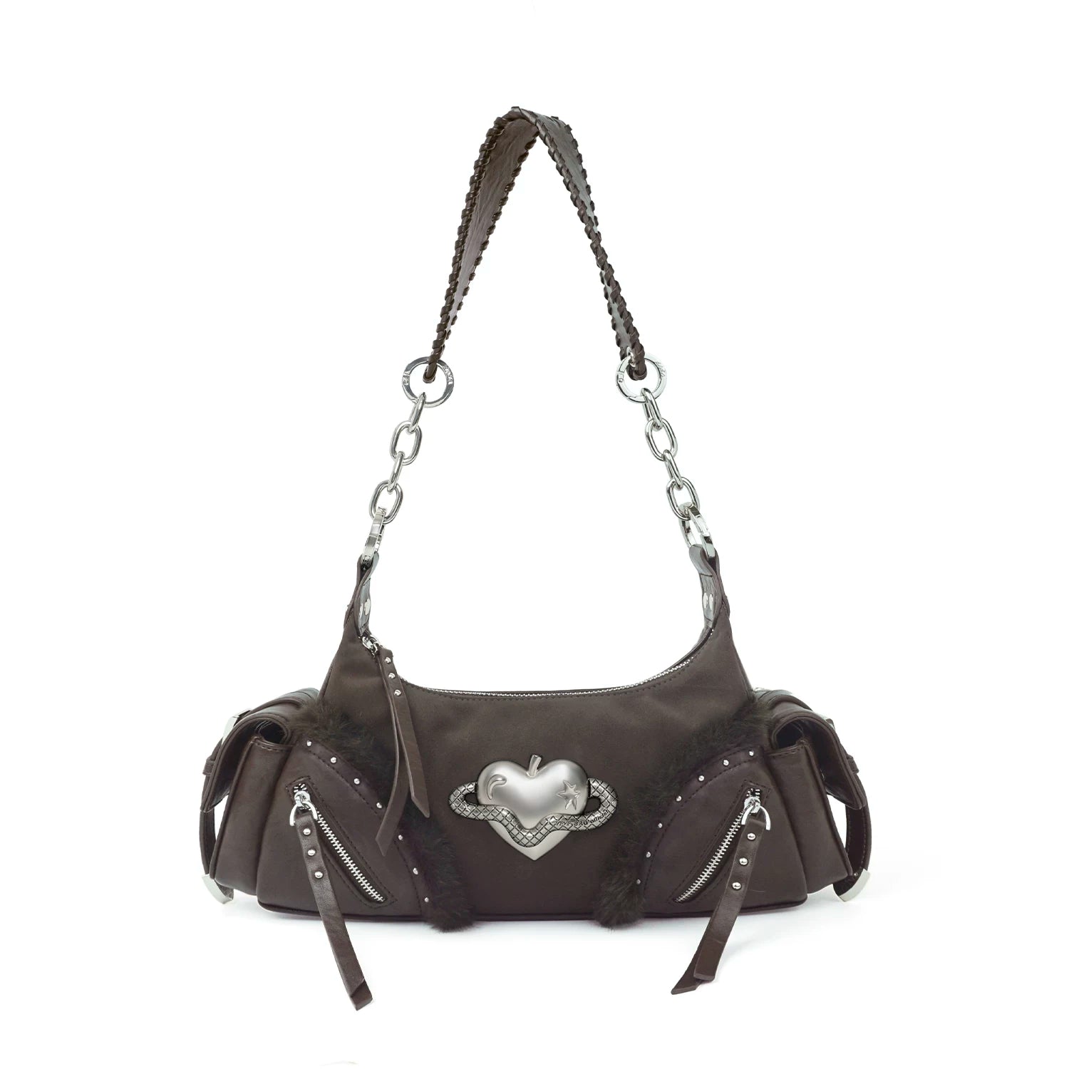 VFVF Blue Leopard Print Faux Leather Zip-Top Underarm Bag