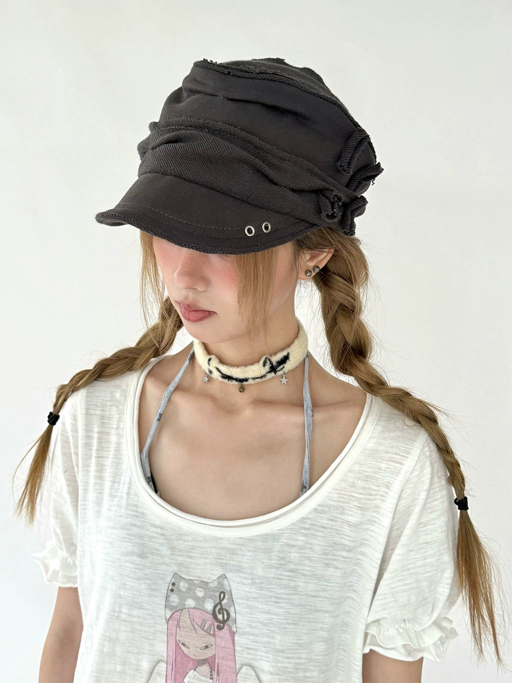 Kasugano TOO Botanical Ruffle-Trim Hat