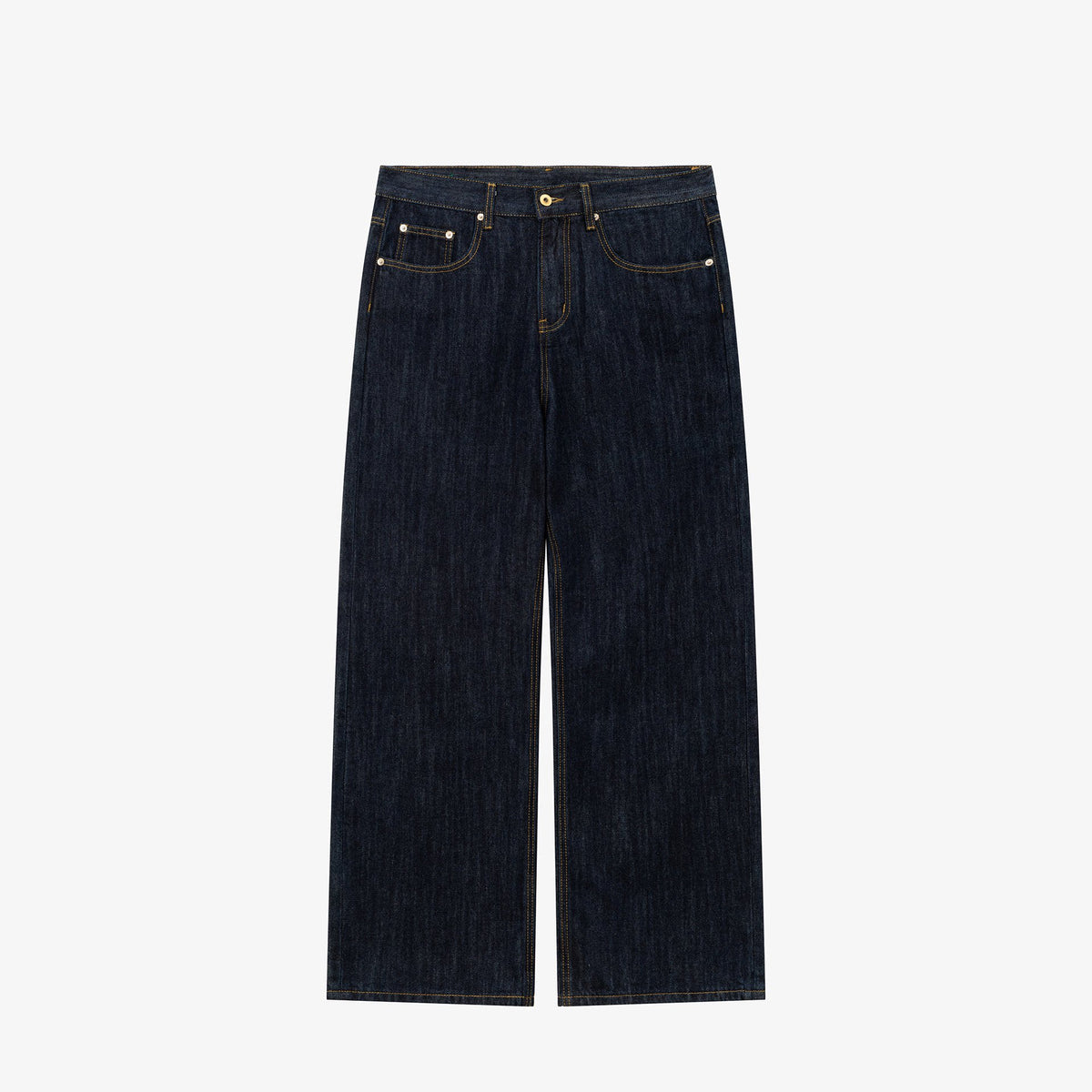 NO LOGO Raw Denim Mid-Rise Straight-Leg Jeans
