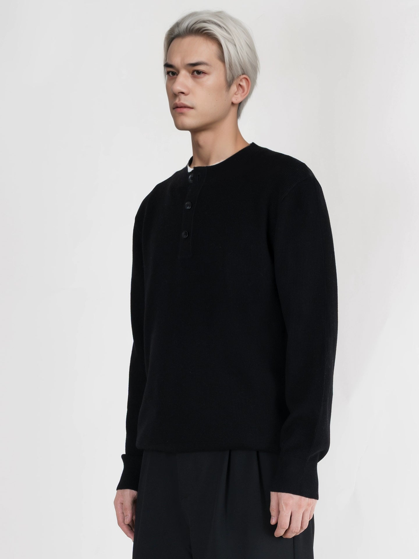 PERDU Henry Neck Casual Knitted Sweater