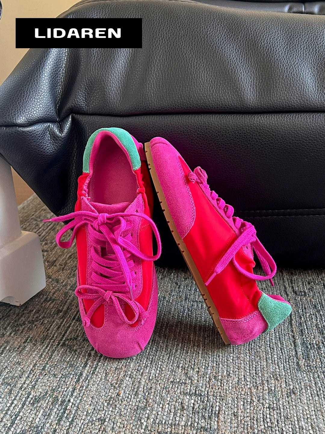 Lidaren Produced Leather Lace-Up Ballet Sneaker