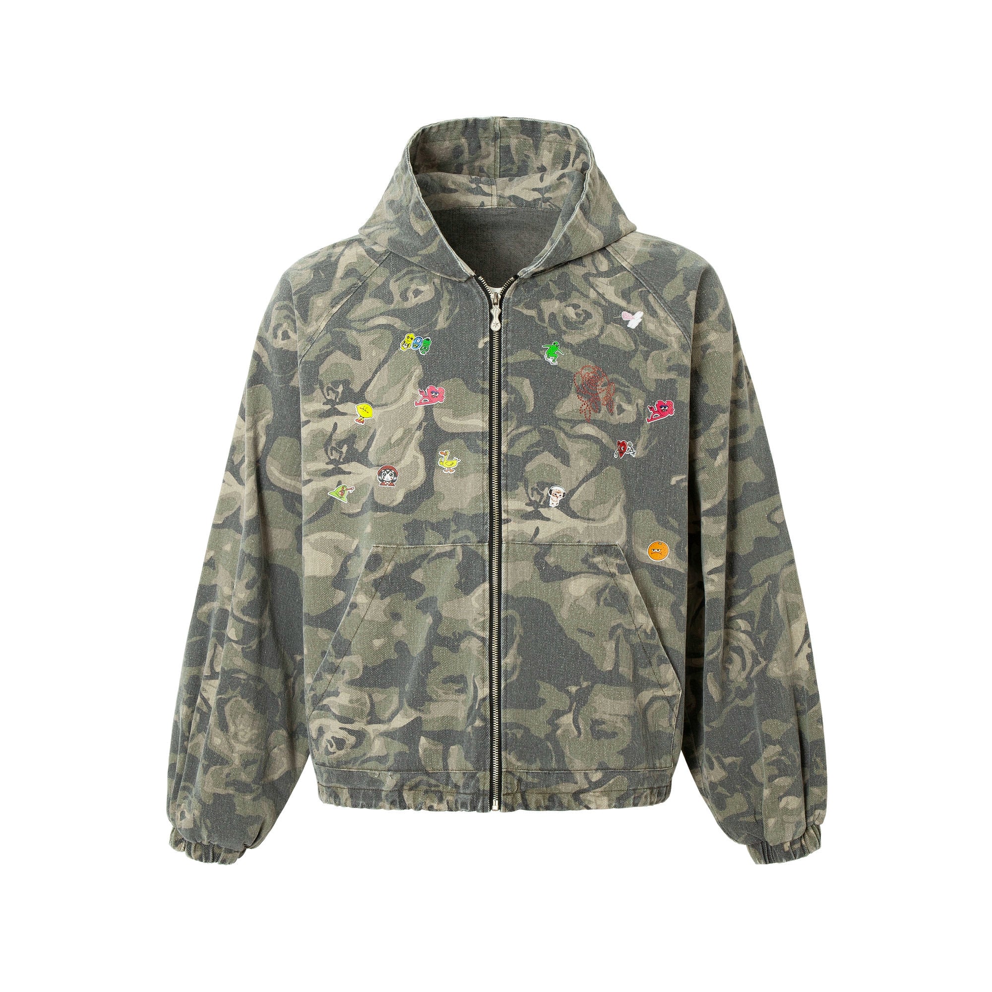 NOMANIAI Splicing Sense Retro Graffiti Camouflage Coat