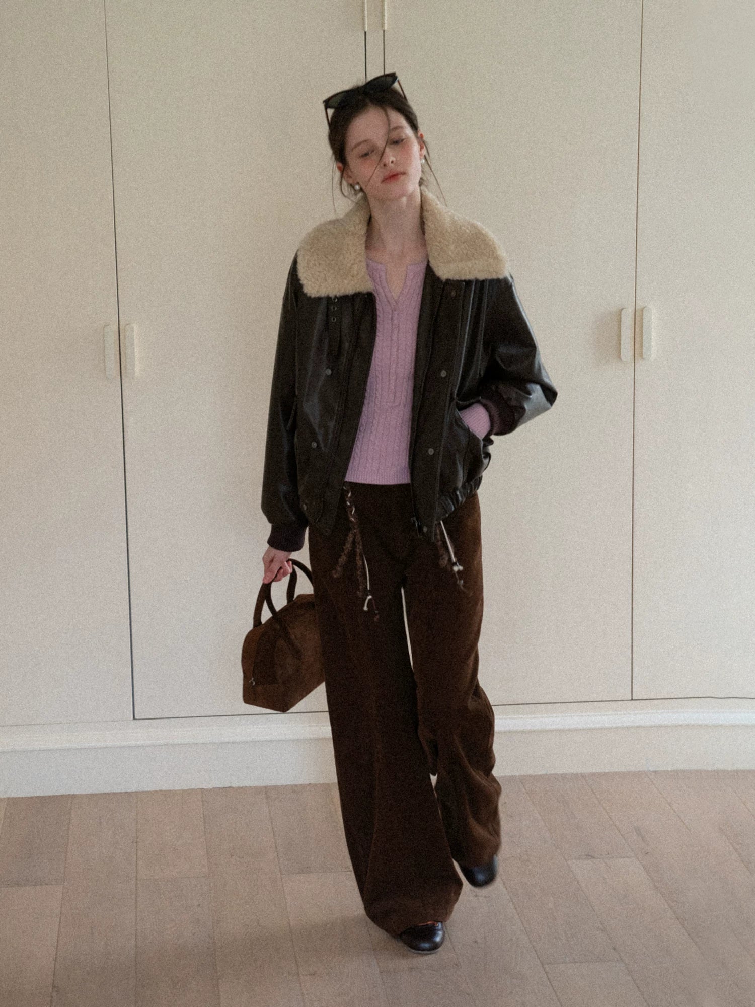 EGGKA Retro Corduroy Casual Wide-leg Pants