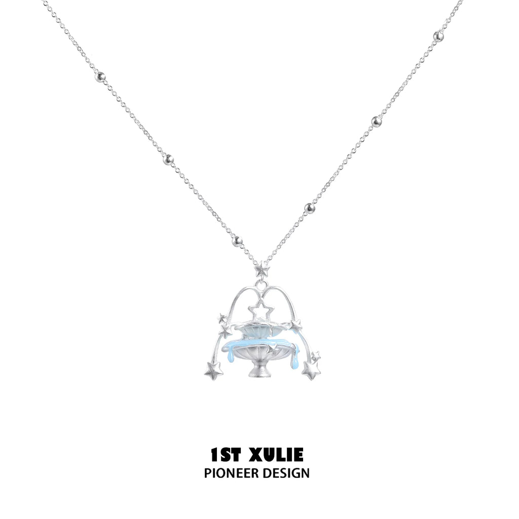 1ST XULIE Wishing Well Double-Layer Pendant Necklace & Choker