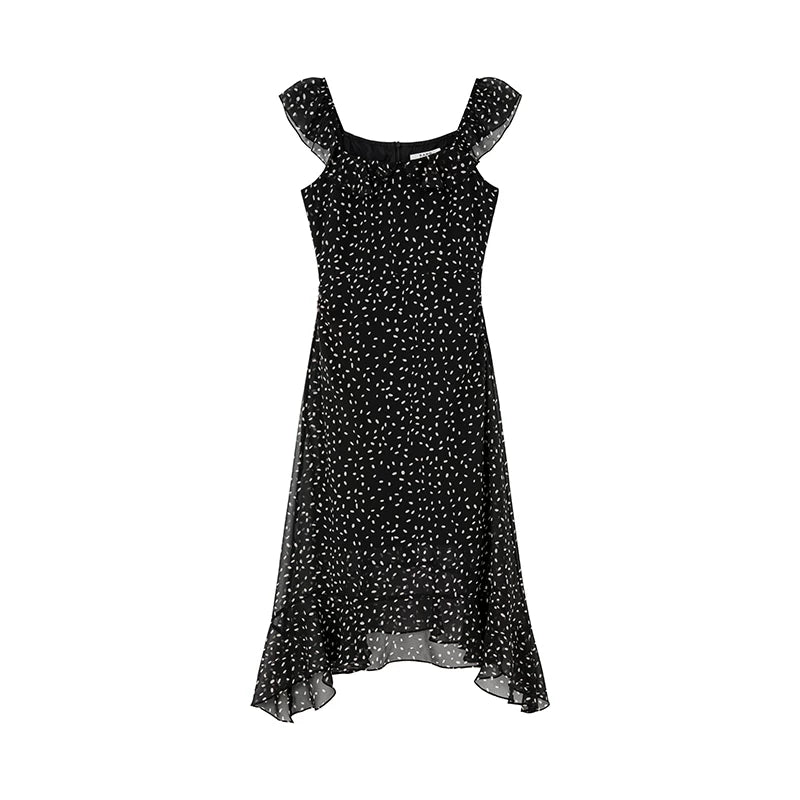 KANO Irregular Hem Polka Dot A-Line Dress
