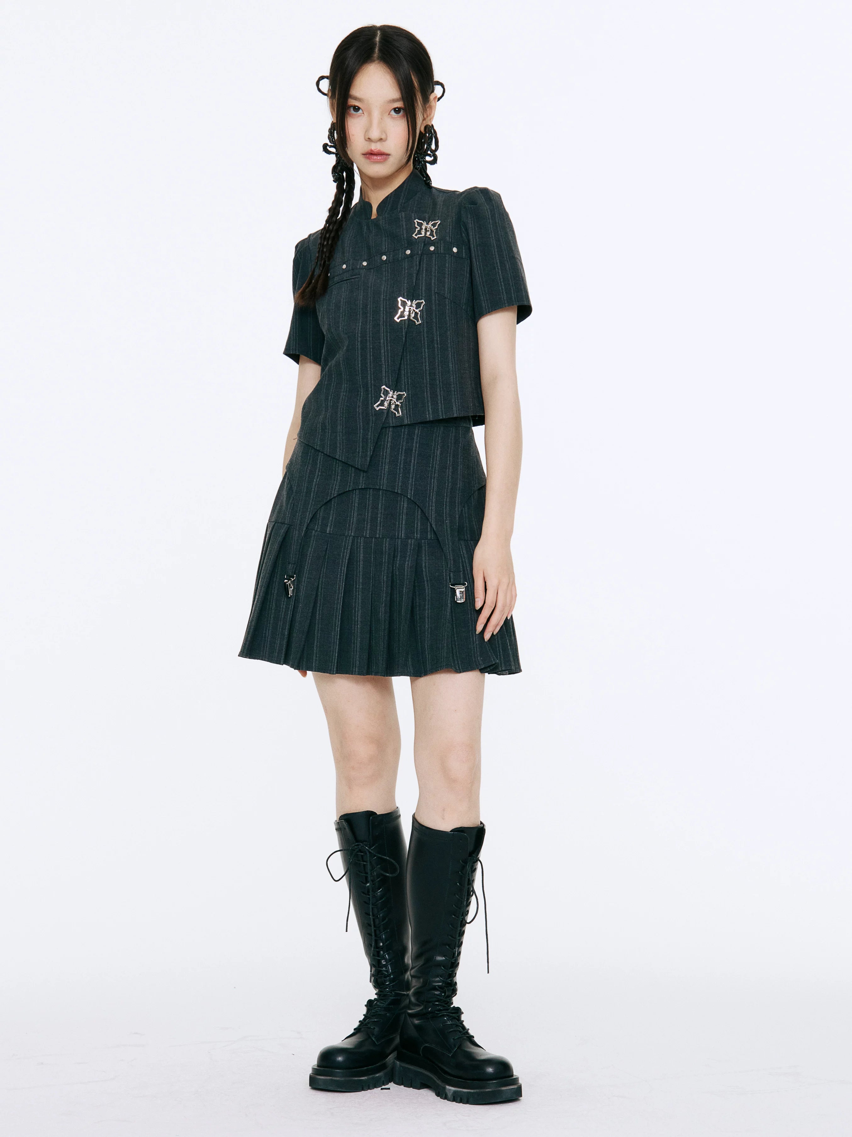 LOST FOREST Niche Casual Pleated Skirt Set