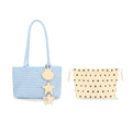 JANDRESS Faux Leather Woven Polka Dot Shoulder Bag
