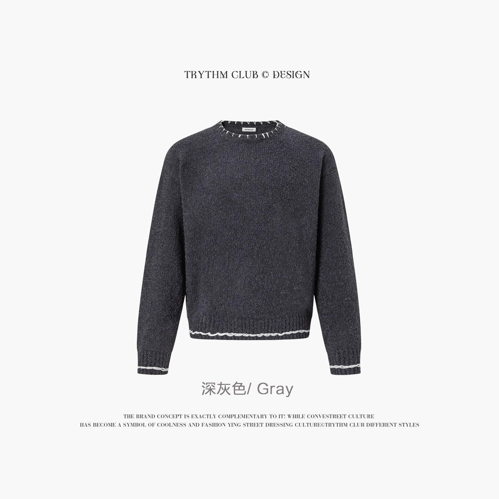 TRYTHMCLUB Simple Lace-knit Sweater