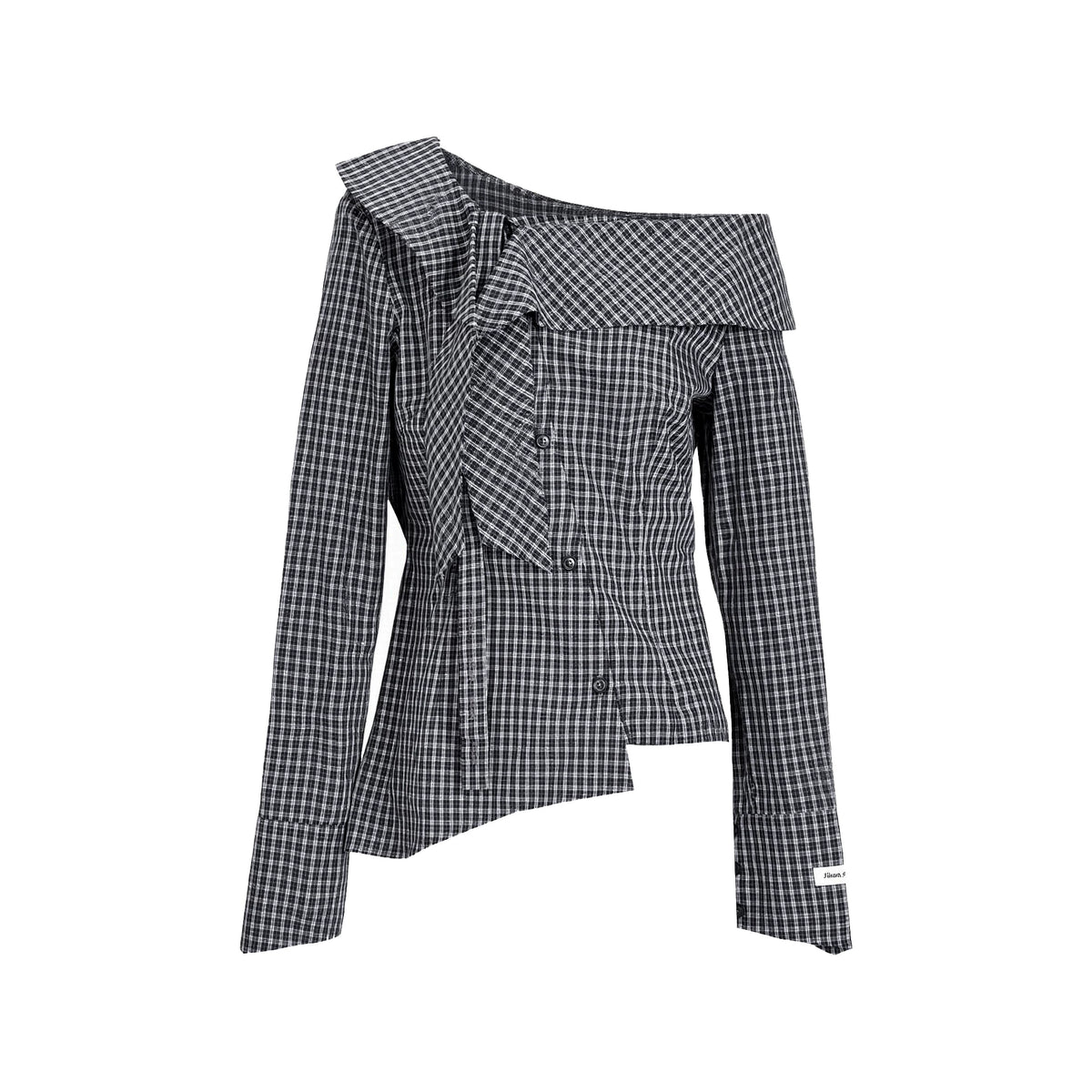 JIKOO Envelope One-Shoulder Cinched Waist Blouse