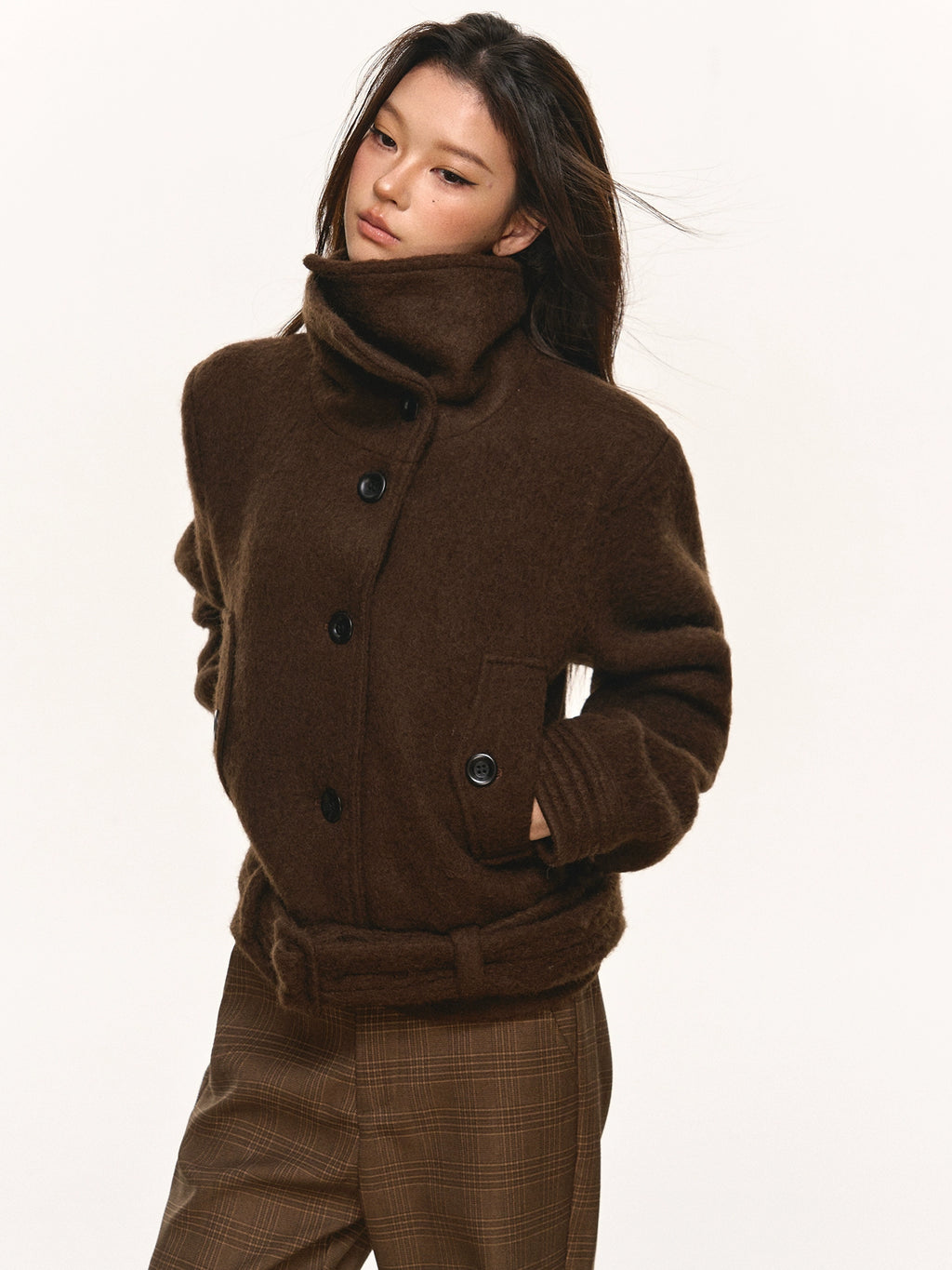 Anna aneae wool short double-sided woolen coat