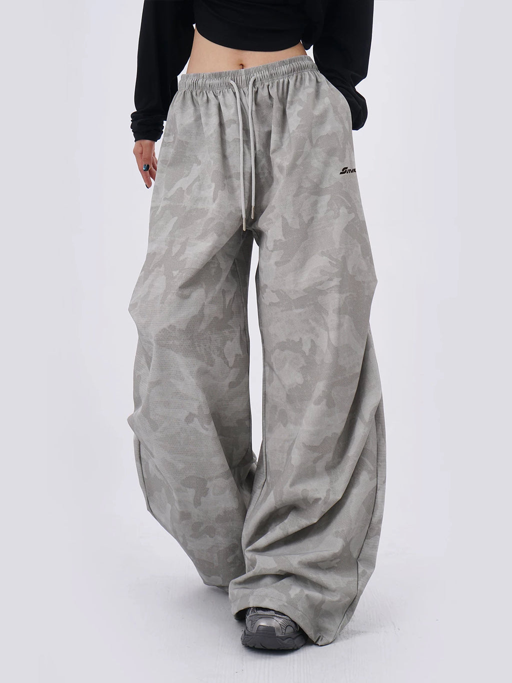 SAMUSAN Loose Pleated Sports Casual Wide Leg Pants