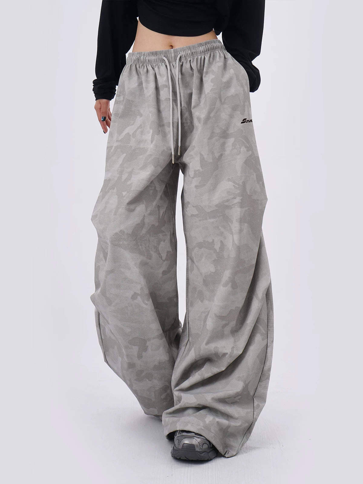 SAMUSAN Loose Pleated Sports Casual Wide Leg Pants