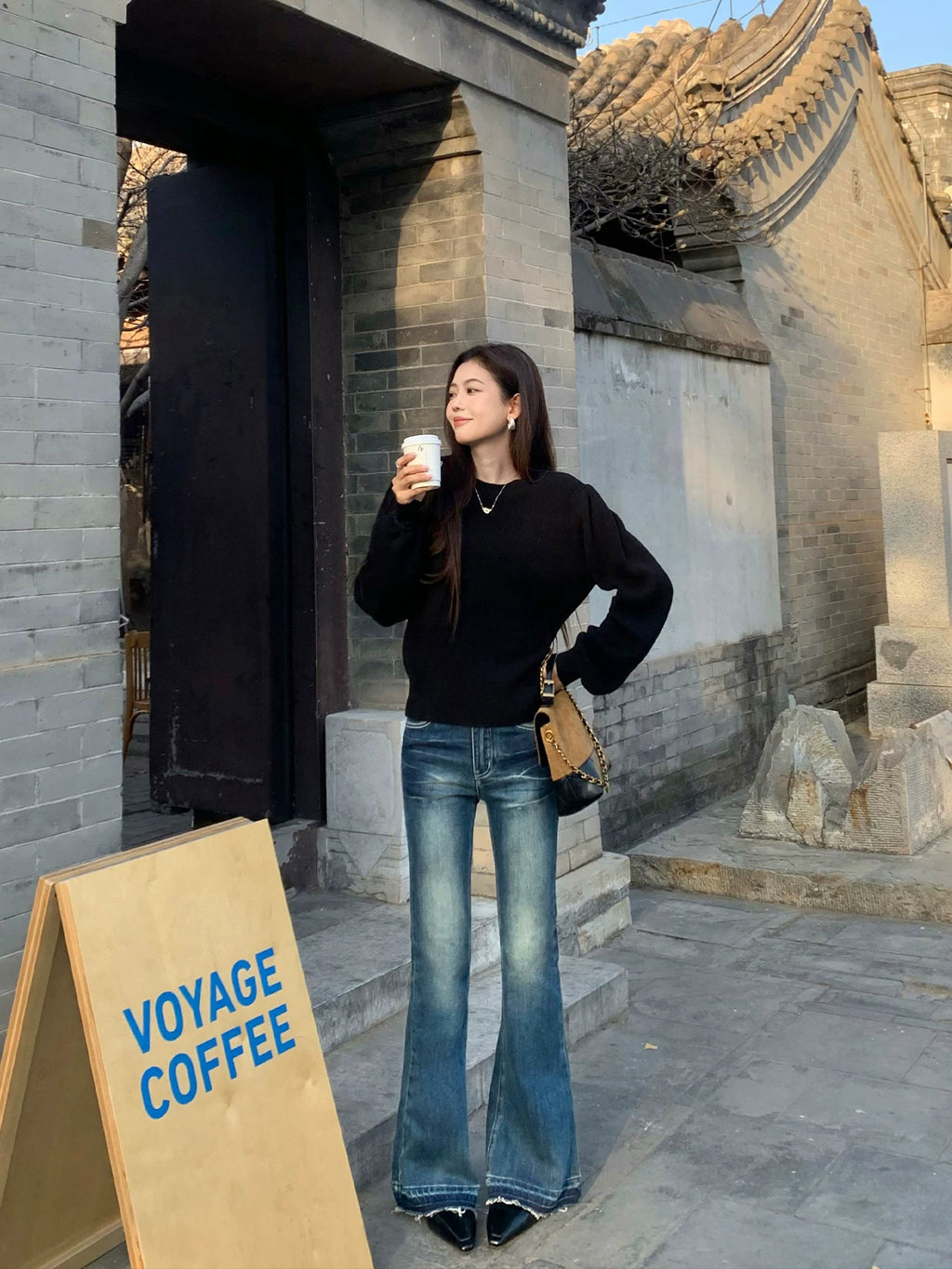 Pusumede Temperament Slightly Pull Edge Jeans