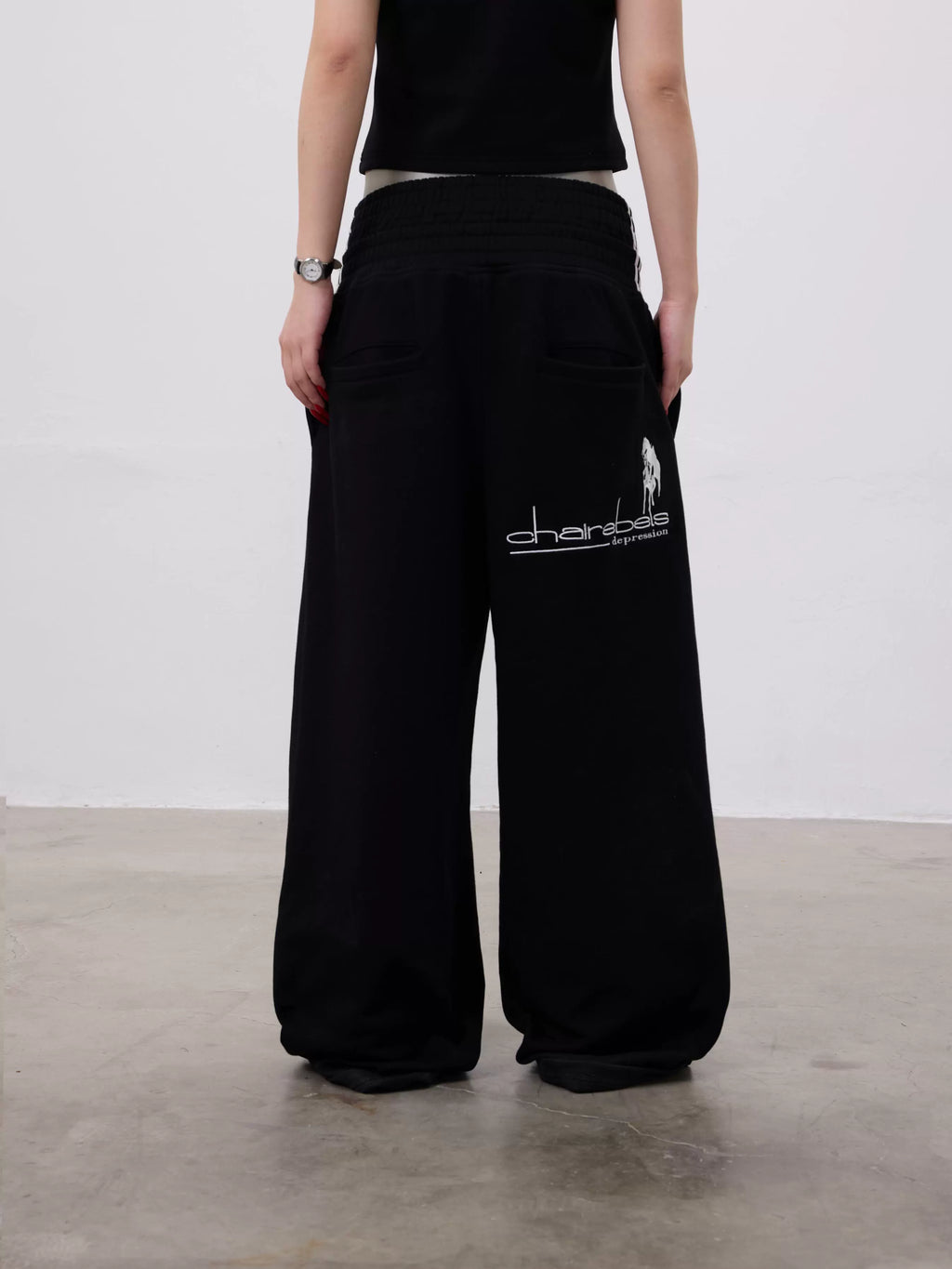 CHAI Horse Standard Embroidery Double-sided Wear Loose Sweatpants