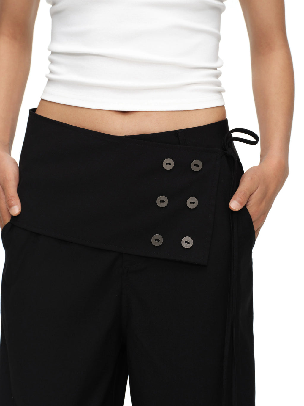 Oinimi One Piece Button Loose Straight Trousers Removable Skirt
