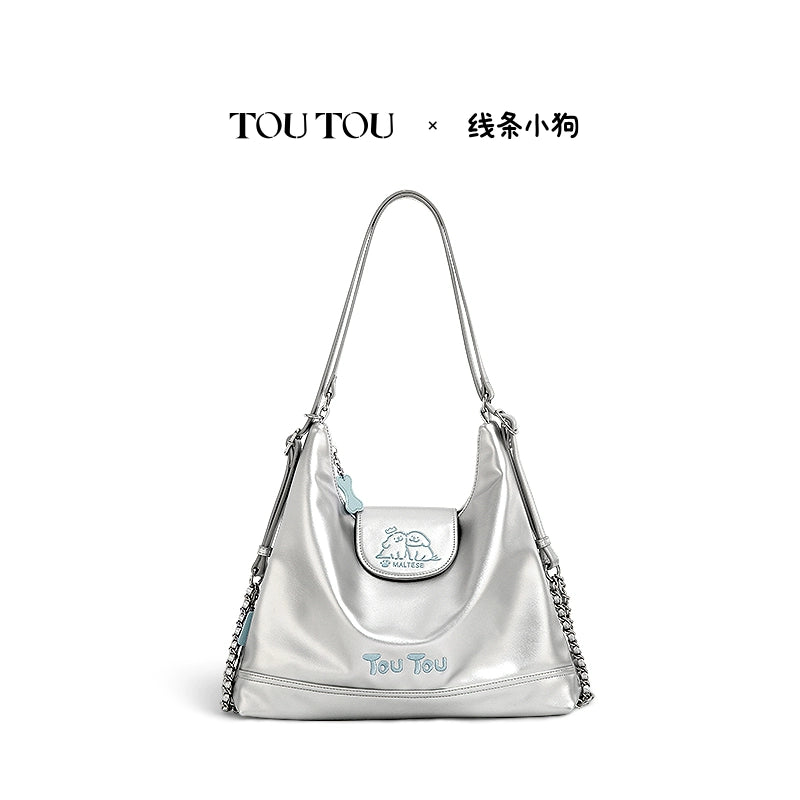 TOUTOU Faux Leather Zip-Top Tote Bag