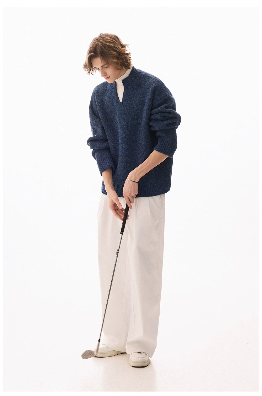 CHOR Contrasting Knitted Fake Two-piece Thickened Turtleneck Sweater
