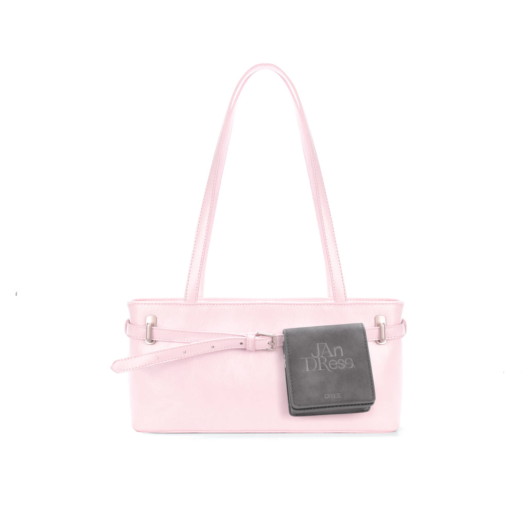 JANDRESS Pink Faux Leather Zip-Top Underarm Bag