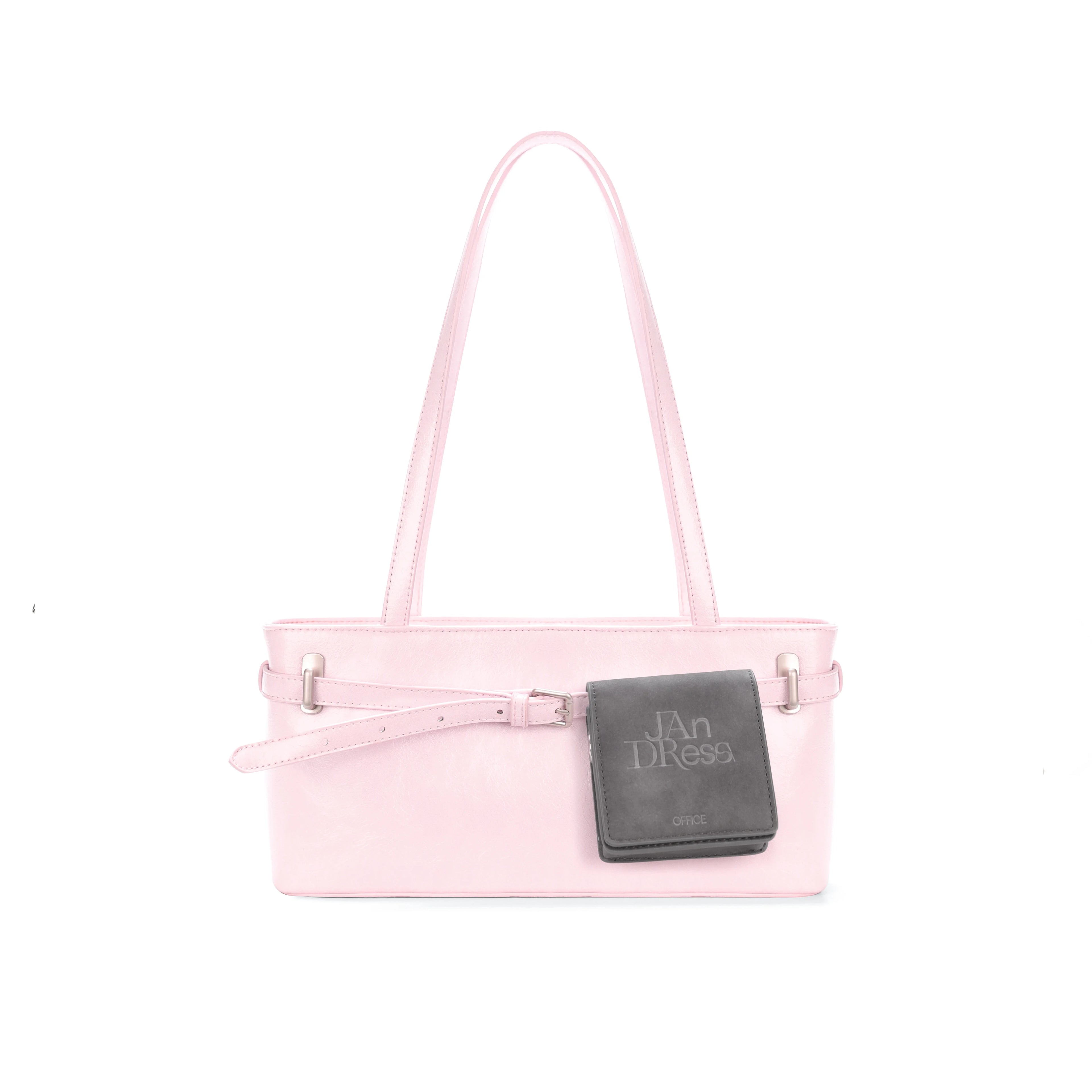 JANDRESS Pink Faux Leather Zip-Top Underarm Bag
