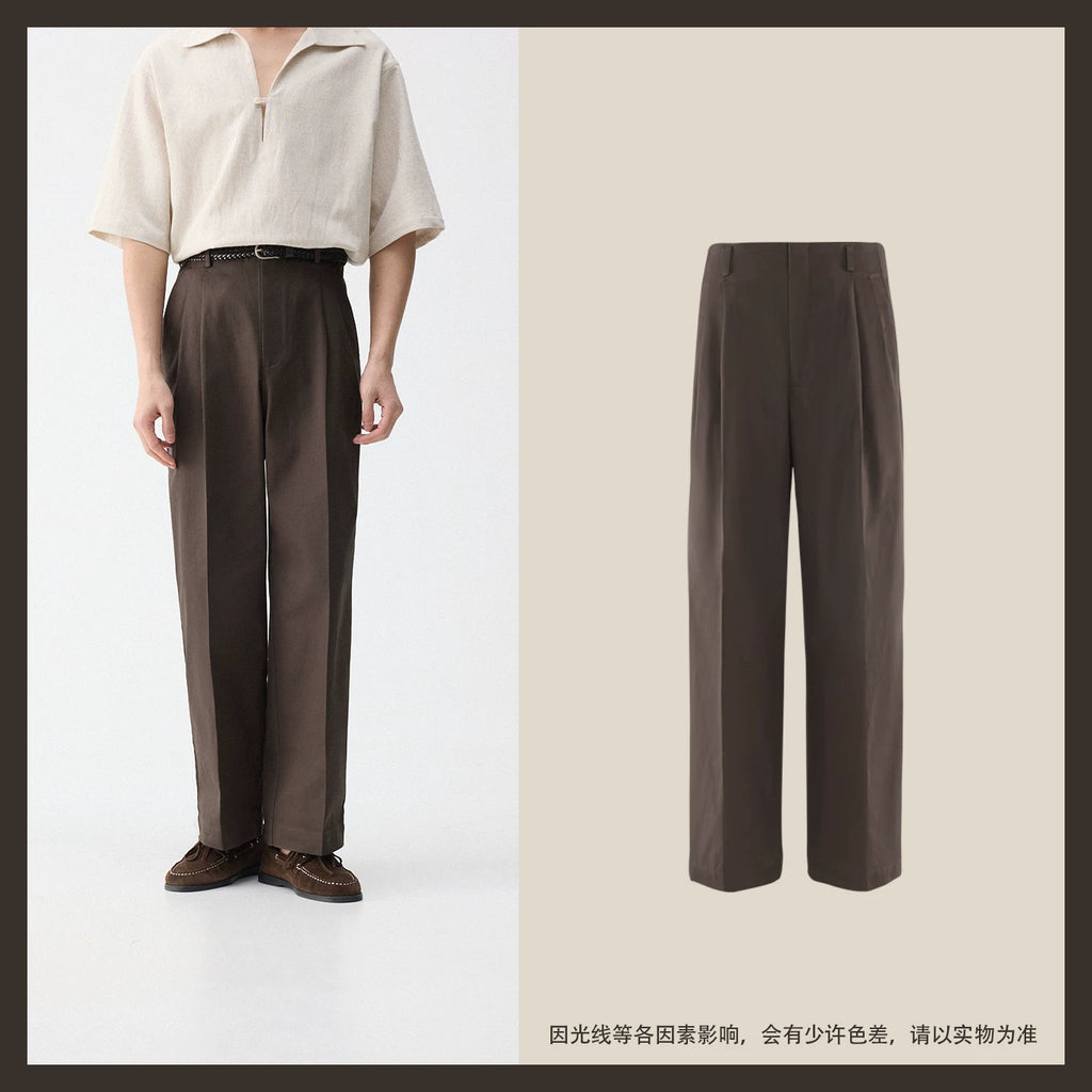 CULTUM Double-Pleat High-Waist Wide-Leg Trousers