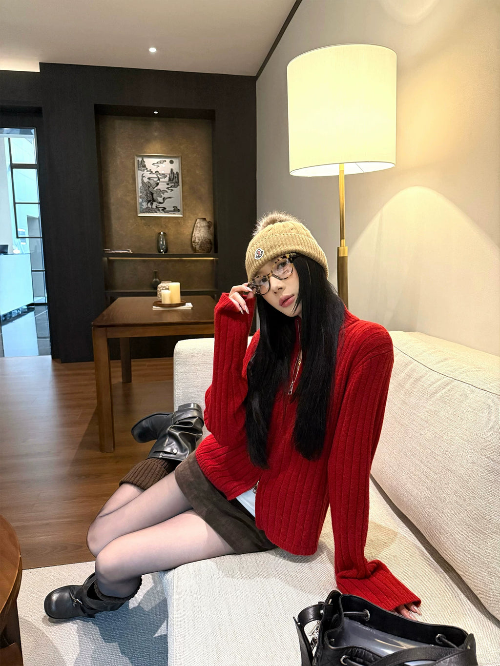 YOUNG KYLIN Semi-turtleneck Knitted Cardigan