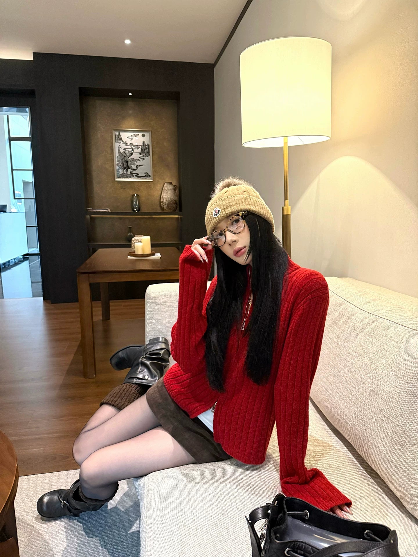 YOUNG KYLIN Semi-turtleneck Knitted Cardigan
