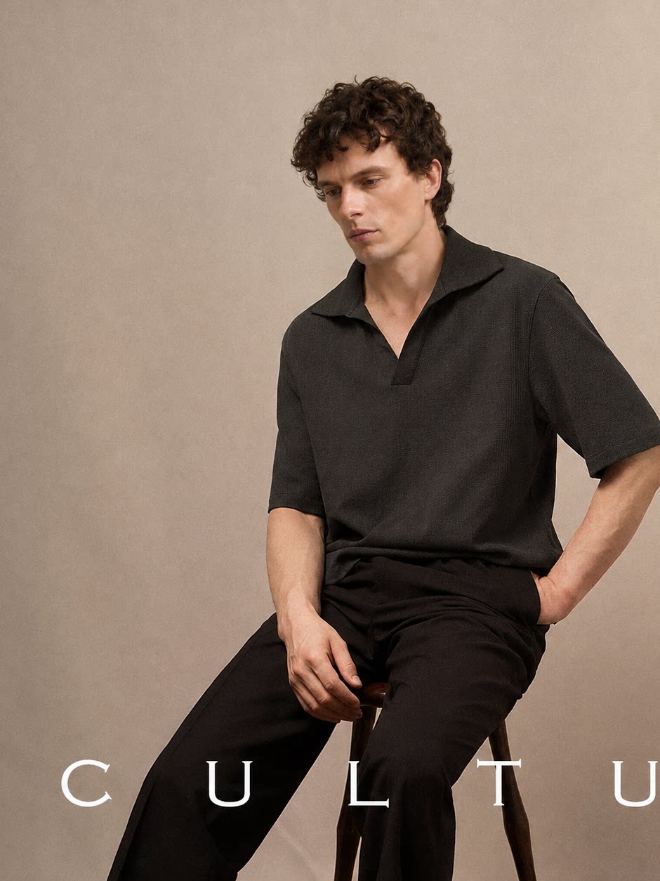 CULTUM Lightweight Breathable Loose Knit Polo Shirt