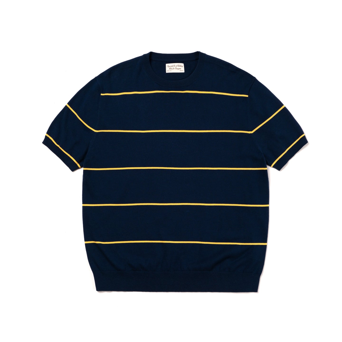 SUPERTOFU Striped Threaded Bottom Straight Shoulder Knitted Tee