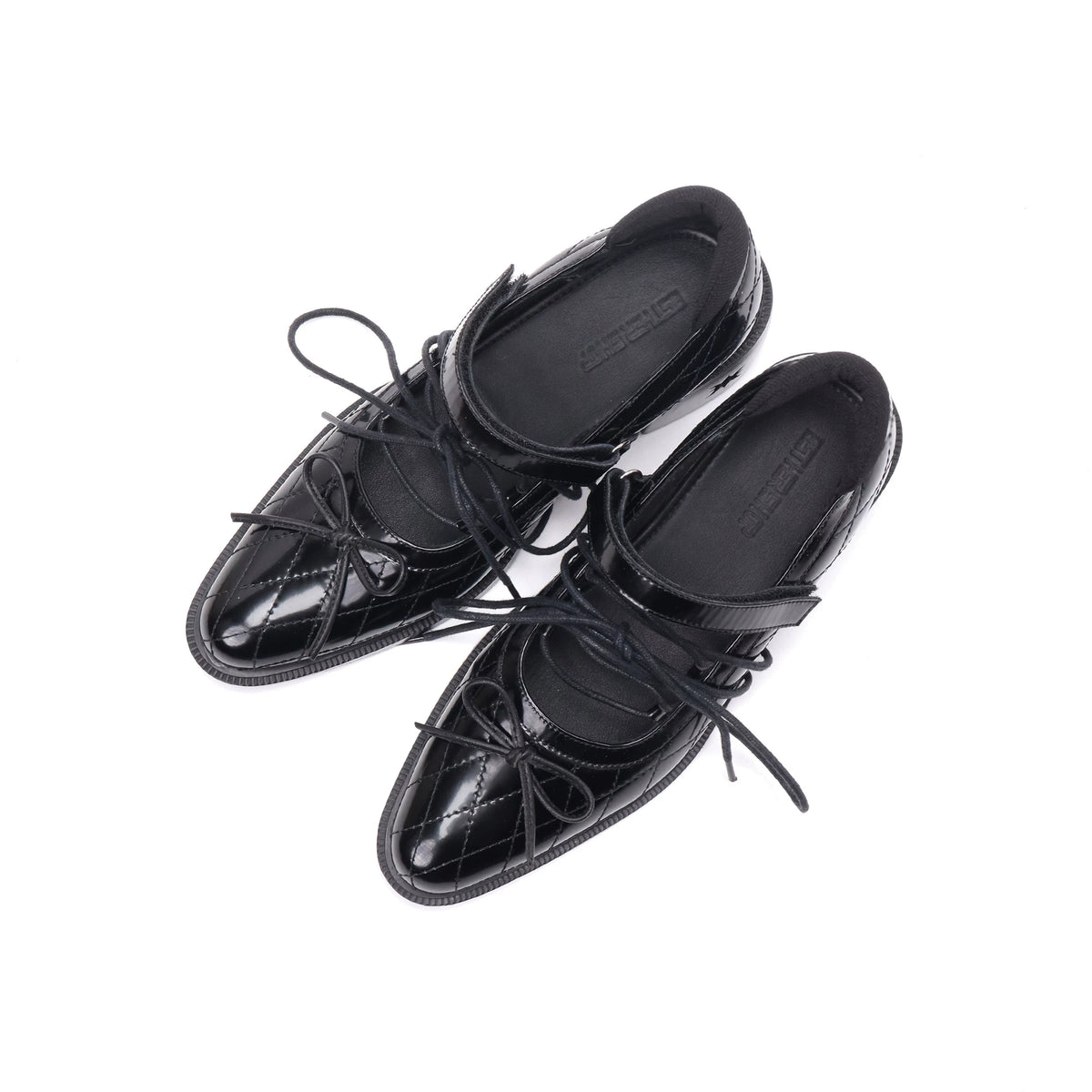 ASTHER Leather Pointed-Toe Chunky Heel Mary Jane