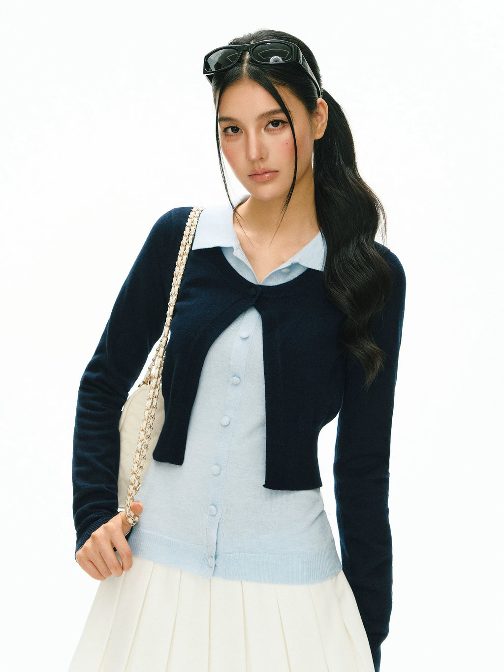 ARISEISM Cropped Slim Fit Cardigan Set