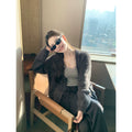 Pusumede  V-neck Loose Imitation Mink Cardigan