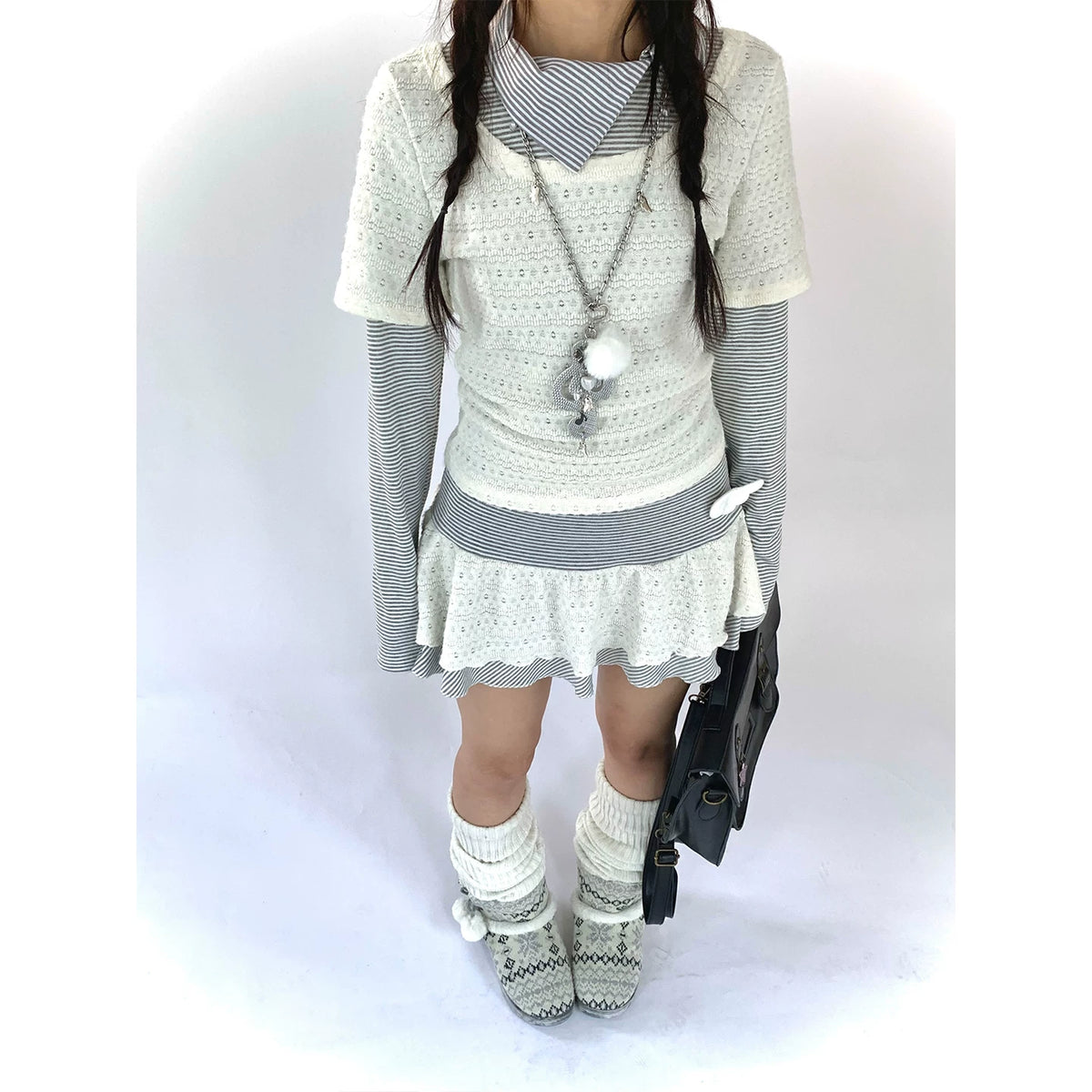 Kasugano TOO U-Neck A-Line Knit Dress