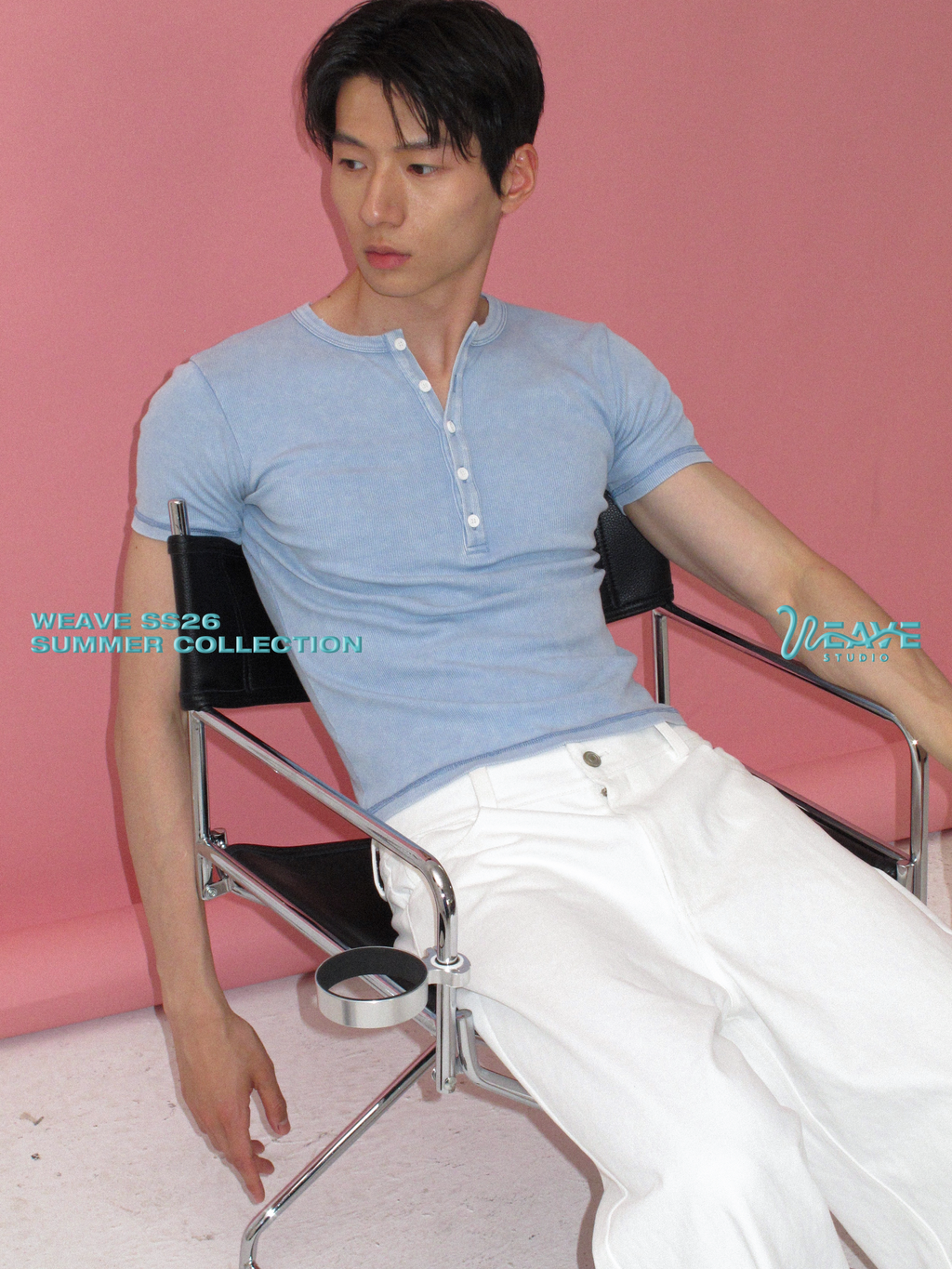 WEAVE Ice Blue Distressed Slim Fit Breathable Tee