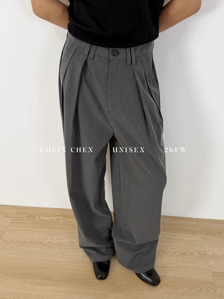 CHEIN CHEN Pleated Relaxed Wide-Leg Trousers