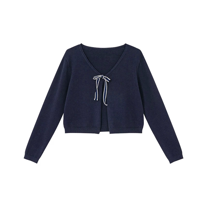 KANO Striped Halter Knit Cardigan Set
