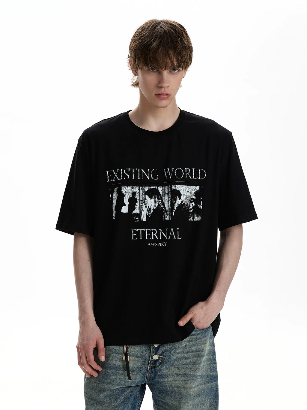 A PUEE PUEE Vintage Street Style Printed T-Shirt – Loose Fit